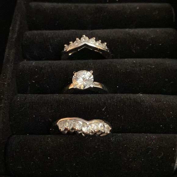 Vintage 925 Sterling Silver Cubic Zirconia ring set (3) - Picture 5 of 8